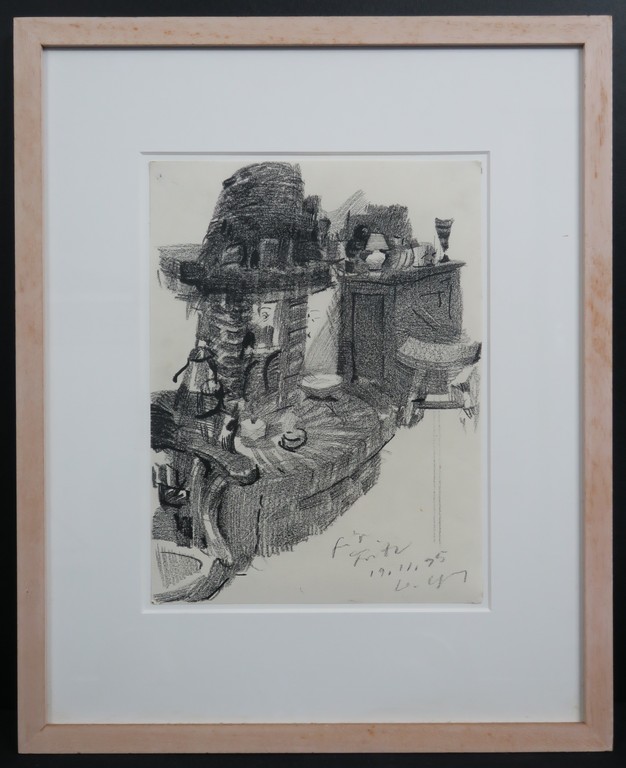 Wolfgang Schmitz: Houtskool op papier, Zonder titel - Ingelijst kopen? Bied vanaf 35!