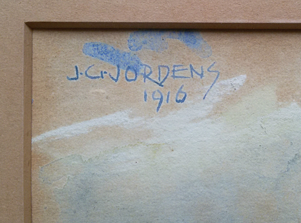 Jan Gerrit Jordens - Scheepsdok (1916), aquarel (ingelijst) kopen? Bied vanaf 295!