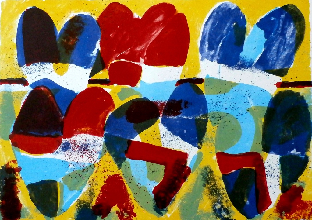 Jan Cremer - zeefdruk: L'histoire des Coeurs III - 1998 kopen? Bied vanaf 225!