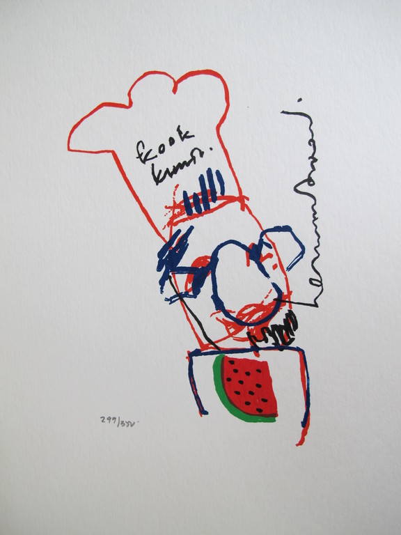 'Kookkunst' - zeefdruk, 1999 verkocht voor € 35!