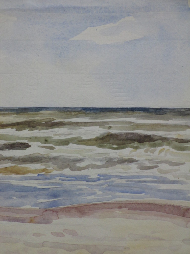 Han Krug, Zeegezicht, Aquarel kopen? Bied vanaf 1!