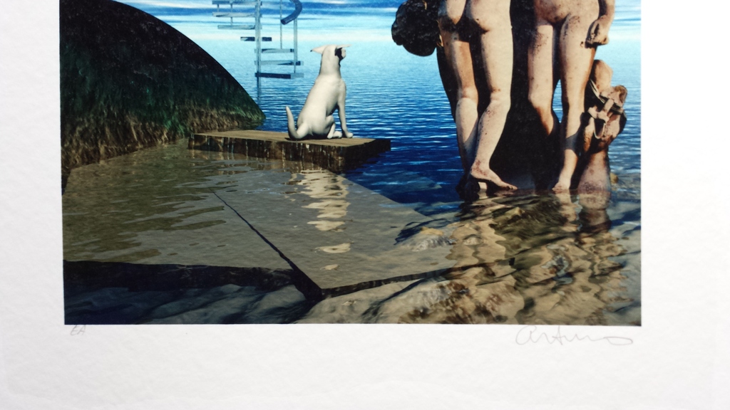 Giclee van Arturo - Statue & dog - E/A kopen? Bied vanaf 1!