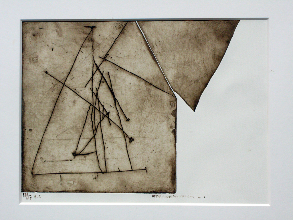 WERNER MOONEN, groot abstracte ETS - GESIGNEERD en mooi INGELIJST kopen? Bied vanaf 300!