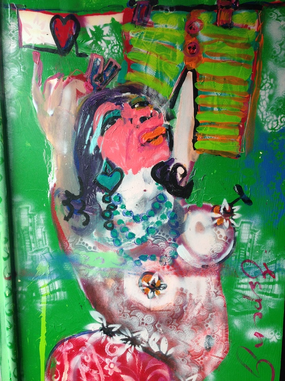 Uniek werk van Espen Greger Hagen; beschilderde deur!!! verkocht voor € 120!