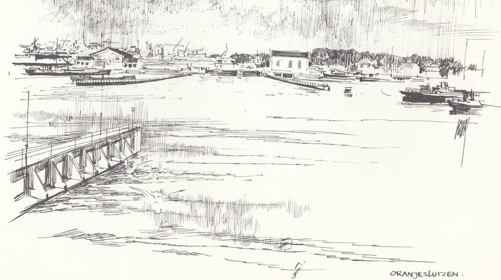 Peter van Straaten - Lithografische prent - Oranjesluizen. kopen? Bied vanaf 1!