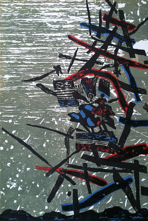 Jef Diederen - Abstracte compositie, litho kopen? Bied vanaf 1!