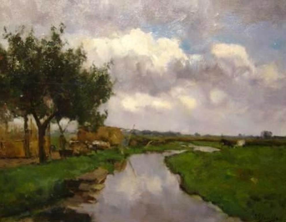 Gesigneerd Victor Bauffe, Hollands landschap met vee, ex veiling Alt Fryslan kopen? Bied vanaf 650!