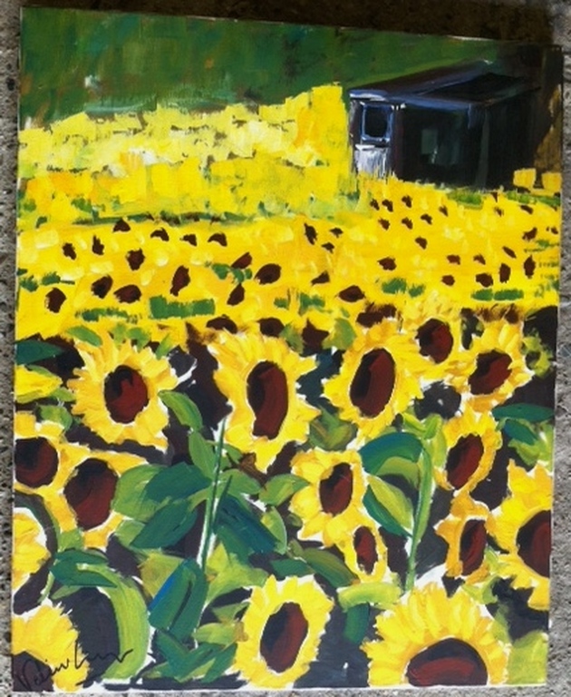 Olieverf schilderij ZONNEBLOEMEN -Brigitte Valin- Frankrijk 73 X 60 cm. kopen? Bied vanaf 35!