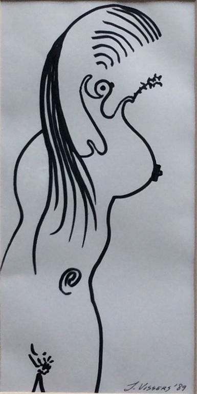 Jack Vissers - pentekening op papier - vrouwelijknaakt  kopen? Bied vanaf 20!