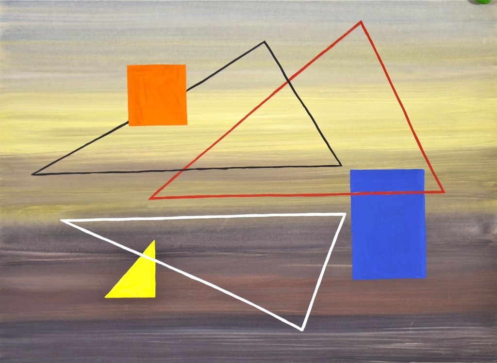 Geni Peter: Gouache. Geometrische compositie verkocht voor € 50!