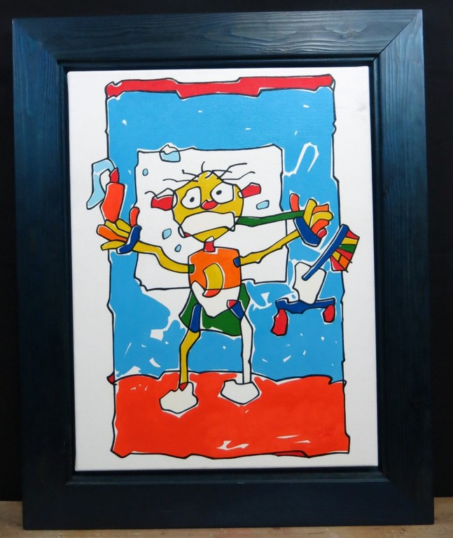 Paul Bartels: Acryl op doek, Tanden poetsen - Ingelijst kopen? Bied vanaf 70!