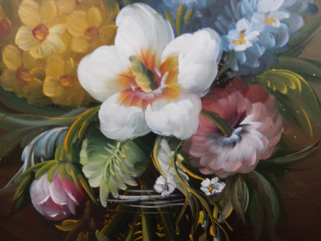 onbekende kunstschilder, olieverf op paneel, stilleven met bloemen. kopen? Bied vanaf 50!