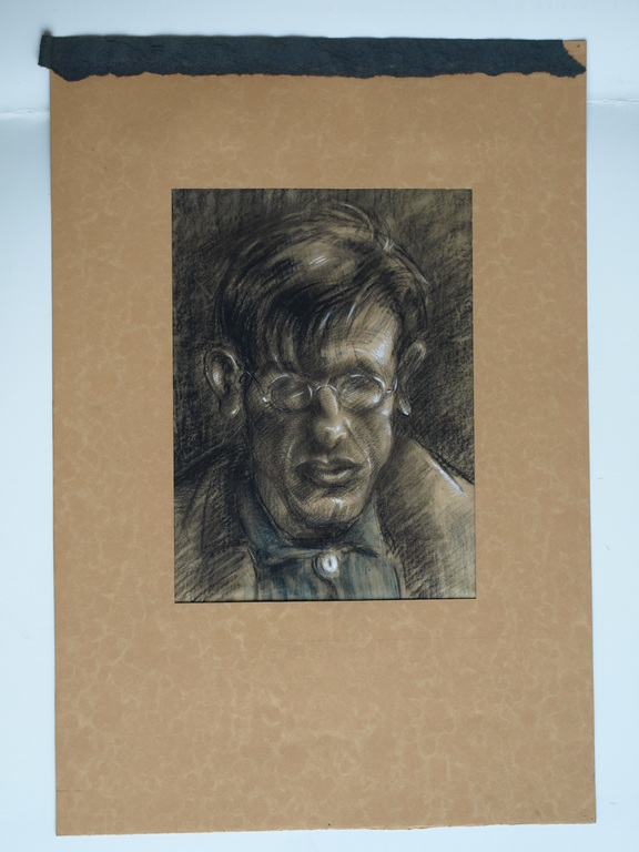Onbekend : Tekening , Man met flaporen en bril – ca 1920 - Elias Smalhout kopen? Bied vanaf 1!