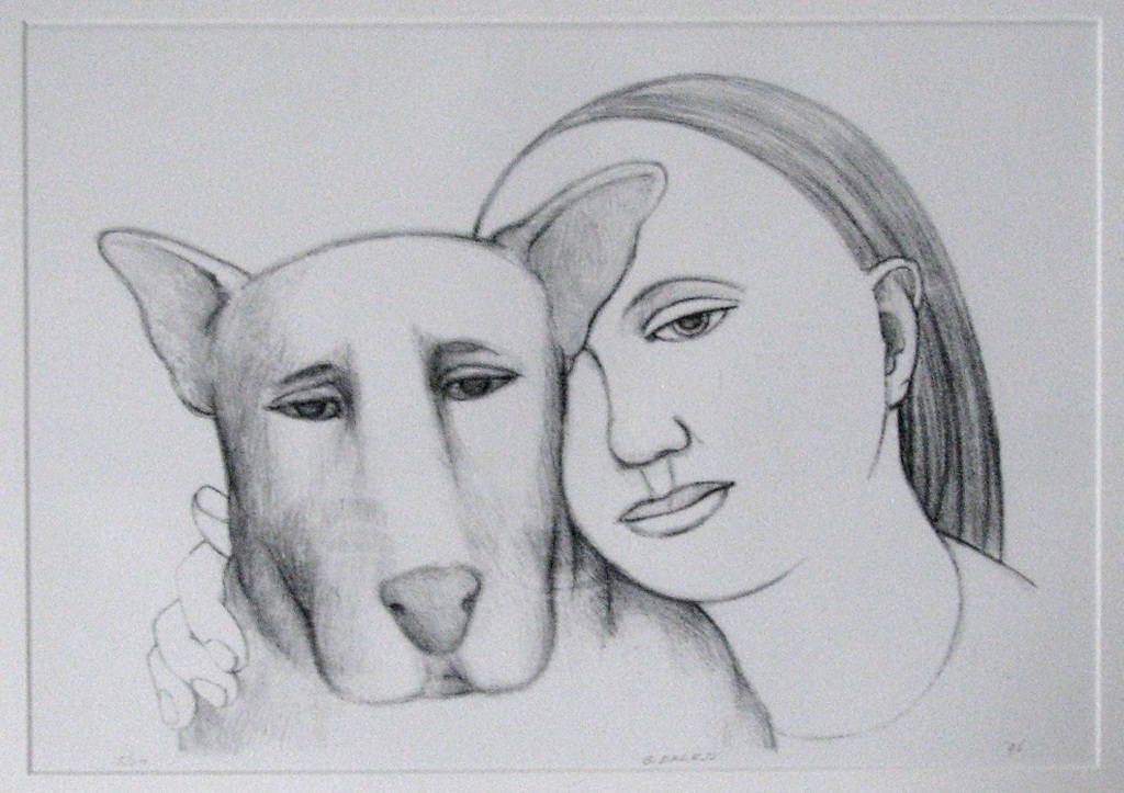 Giovanni Dalessi, litho, Meisje met hond kopen? Bied vanaf 75!