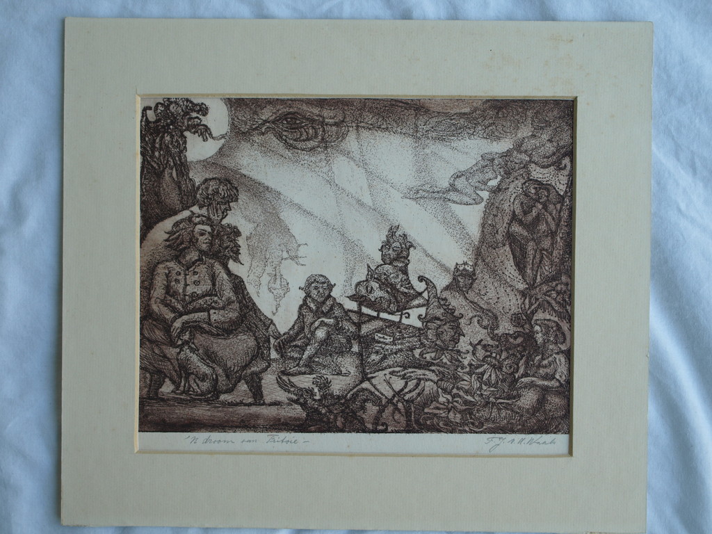 Fredericus Johannus van der Waals : Ets, Droom van Fritsie – gesigneerd -ca 1977 kopen? Bied vanaf 1!