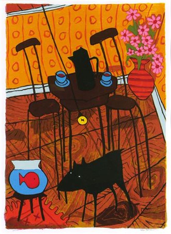 Peter Bastiaanssen: Zeefdruk, Dog Life I (groot) verkocht voor € 50!