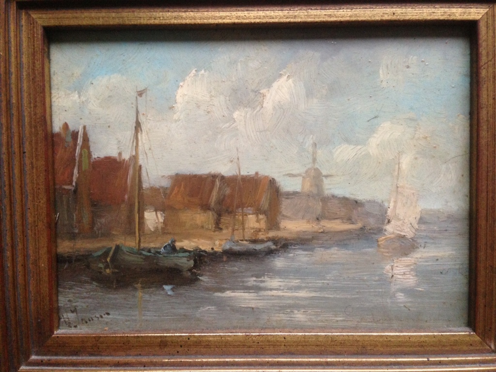Klassiek olieverfschilderijtje in goudkleurige brede lijst kopen? Bied vanaf 100!
