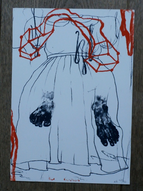 Arno Kramer - zeefdruk: jurk - gesigneerd kopen? Bied vanaf 55!