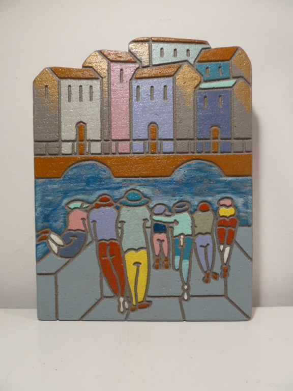 Decoratief stenen relief (wand/staand) - “Mediterraans dorpsgezicht” kopen? Bied vanaf 1!
