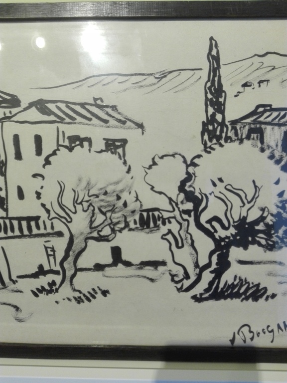 Impressionistische tekening, inkt op papier, dorpsgezicht met bomen kopen? Bied vanaf 1!