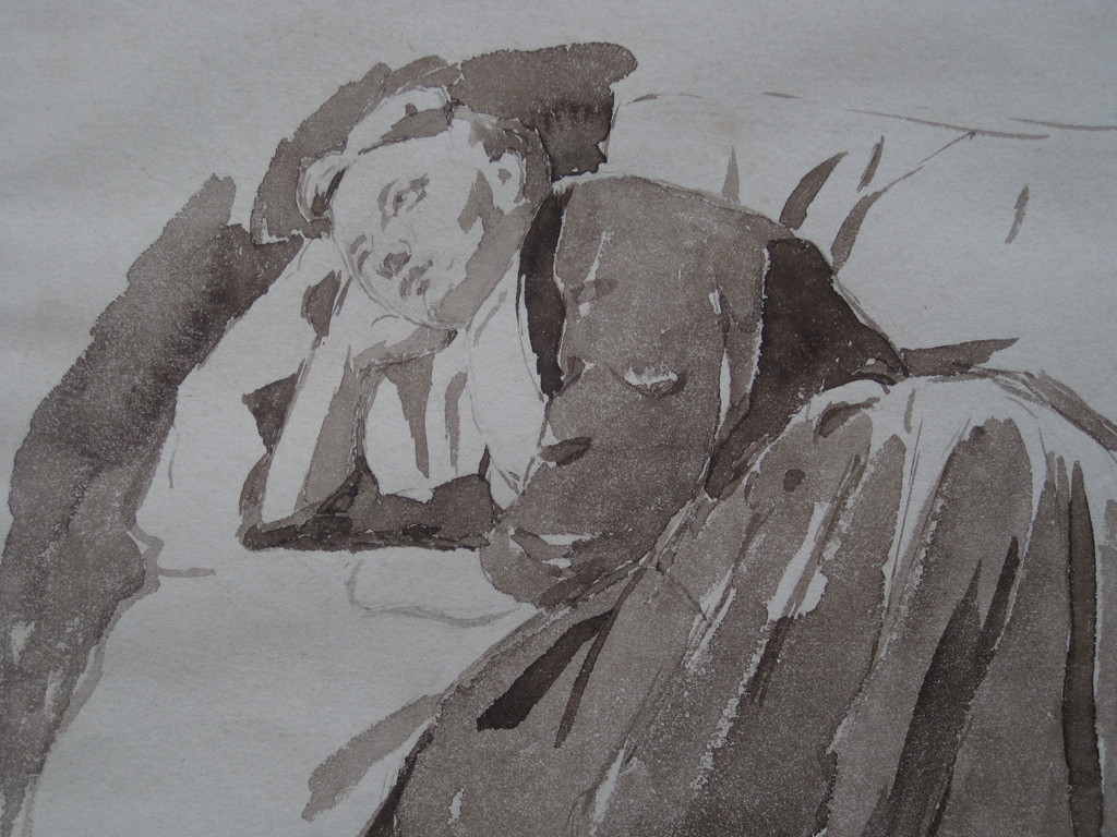 Salomon V Witsen 1833-1911 sepiatekening liggende vrouw omstreeks 1870 kopen? Bied vanaf 1!