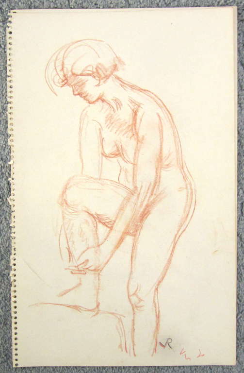 Otto van Rees 1884-1956, krijt-tekening uit schetsboek,  bladformaat 33.2 x 20.8 verkocht voor € 75!