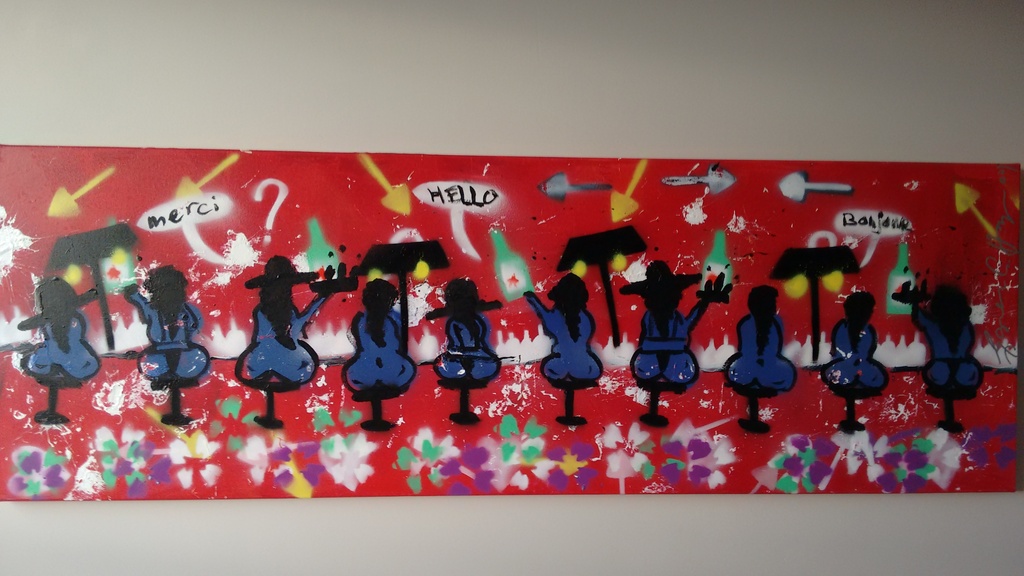 Espen Greger Hagen schilderij, bar ladies, 150 x 50 cm kopen? Bied vanaf 290!