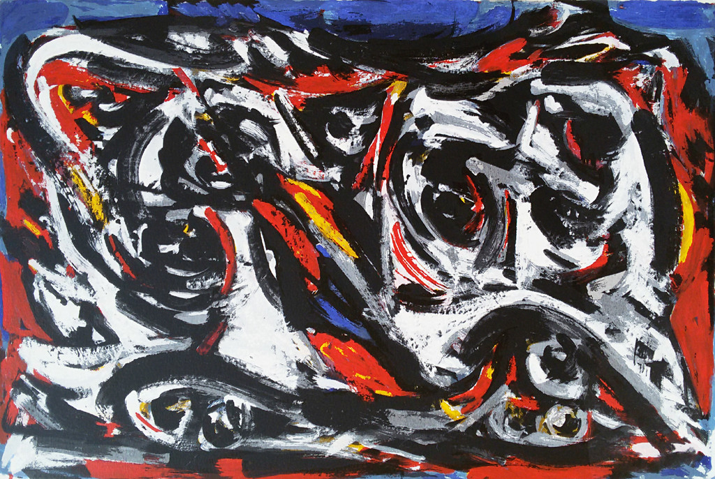 Theo Wolvecamp - Abstracte voorstelling, zeefdruk verkocht voor € 205!