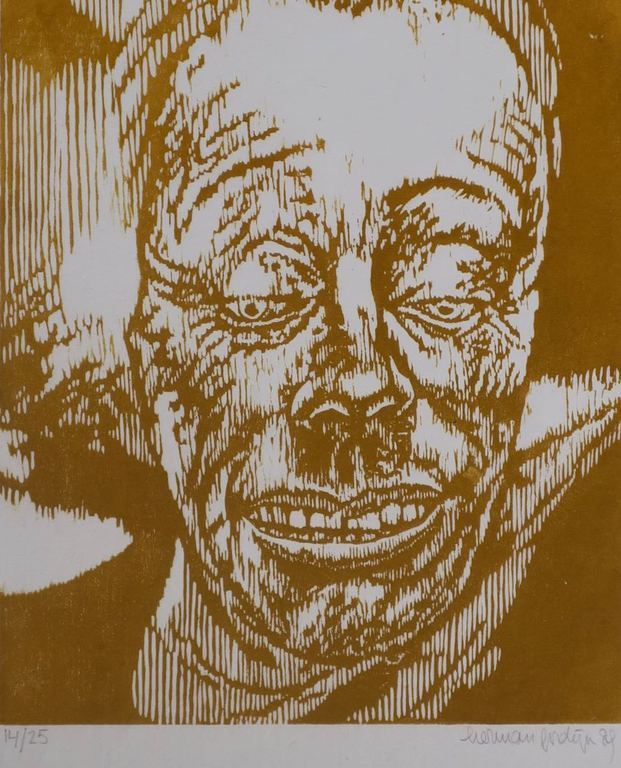 Herman Gordijn: Houtsnede op Japans papier, Portret kopen? Bied vanaf 1!