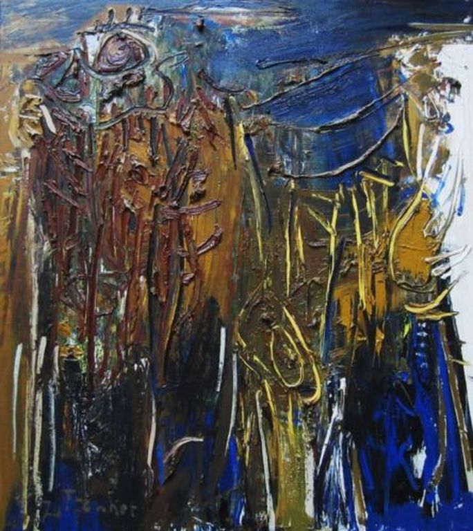 abstract =Roelof Frankot 1911-1984= olieverf op doek uit 1974 kopen? Bied vanaf 1000!