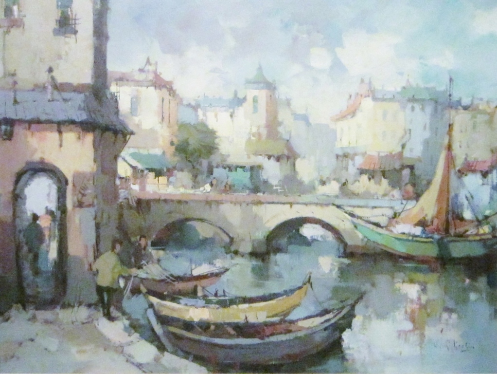 Harry Koolen (1910-1990) - Mediterraans havengezicht verkocht voor € 91!