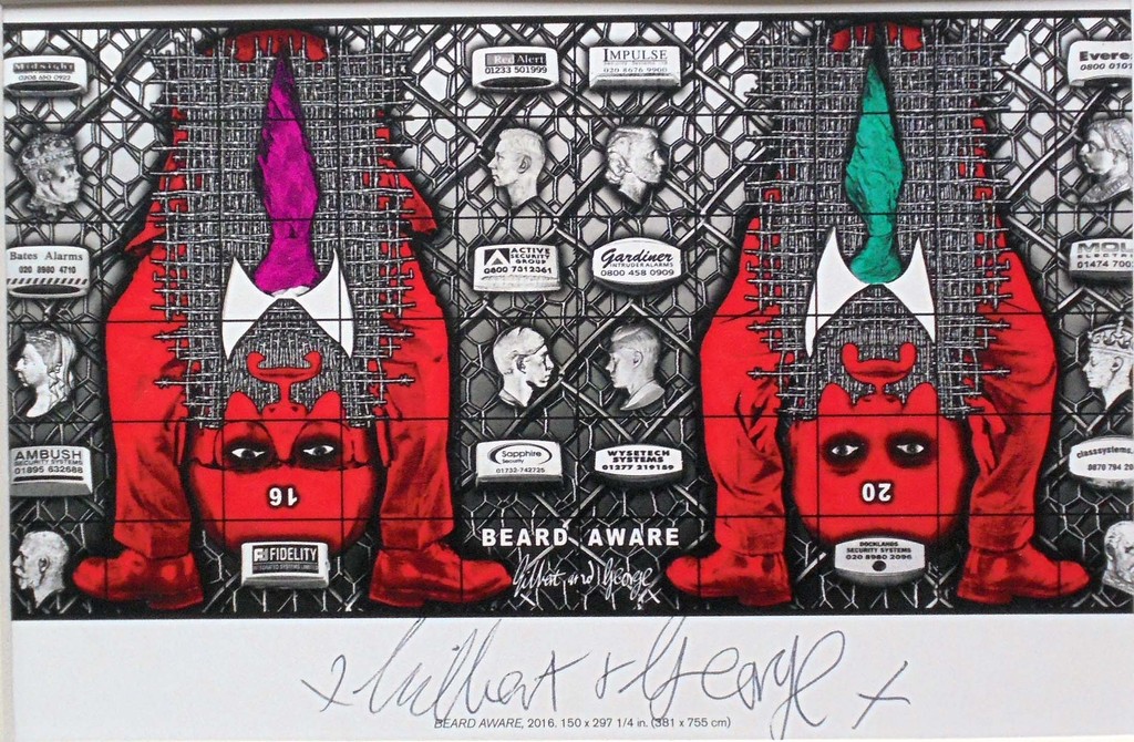 Gilbert & George - Beard Aware 2016 - XL-artcard - handgesigneerd verkocht voor € 70!