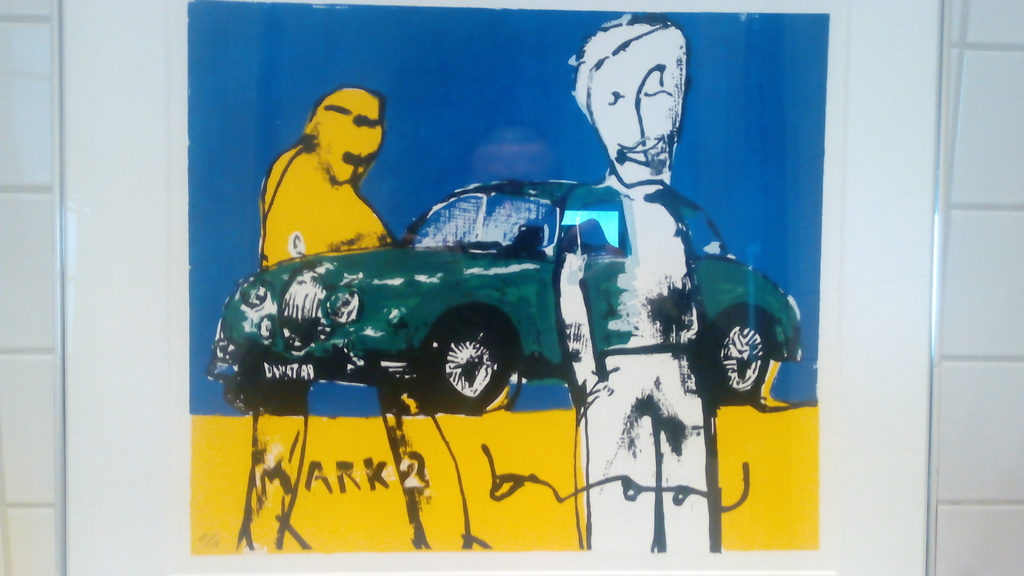 Herman Brood zeefdruk 40x35 cm, Mark II Jaguar.  kopen? Bied vanaf 20!