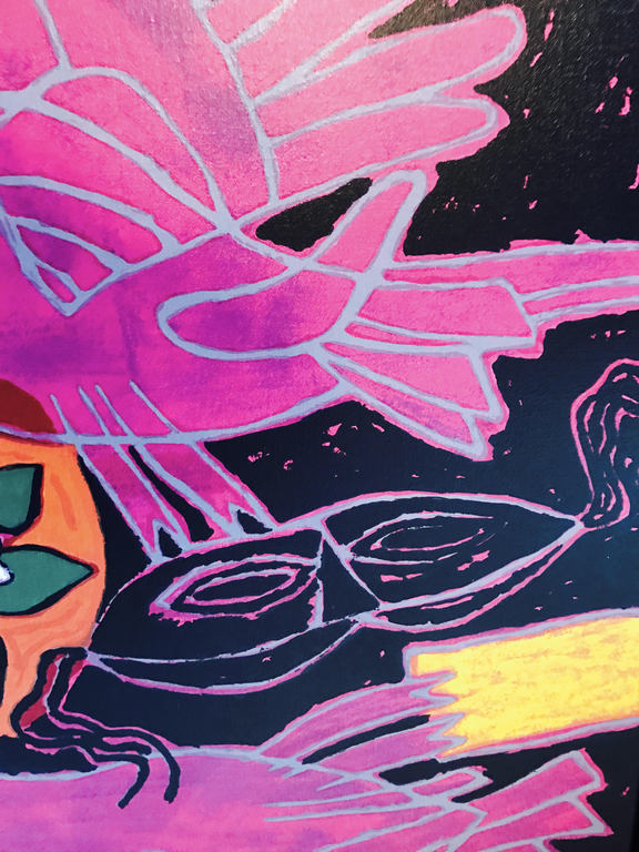 Corneille - la triviata - 2004 - ZEER GROOT - linnen op doek - 97x97cm kopen? Bied vanaf 725!