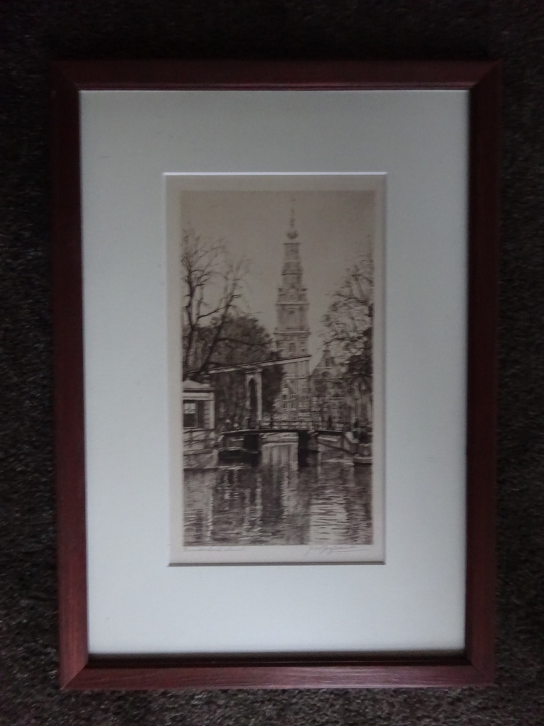 Johannes Josseaud - ets - Zuiderkerk, Amsterdam  verkocht voor € 35!