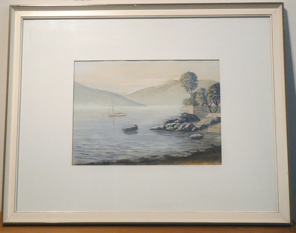 Reinder Visscher (1904-1973)  --  Gouache  --  Meergezicht kopen? Bied vanaf 35!