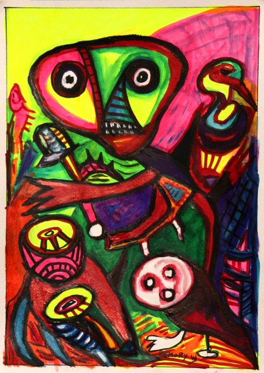 William Remory - William Remory - Origineel gesigneerd en ingelijst werk - Acryl op zwaar papier verkocht voor € 1!