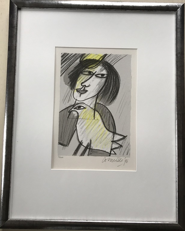 Corneille- Femme et oiseau '96 - INGELIJST verkocht voor € 160!