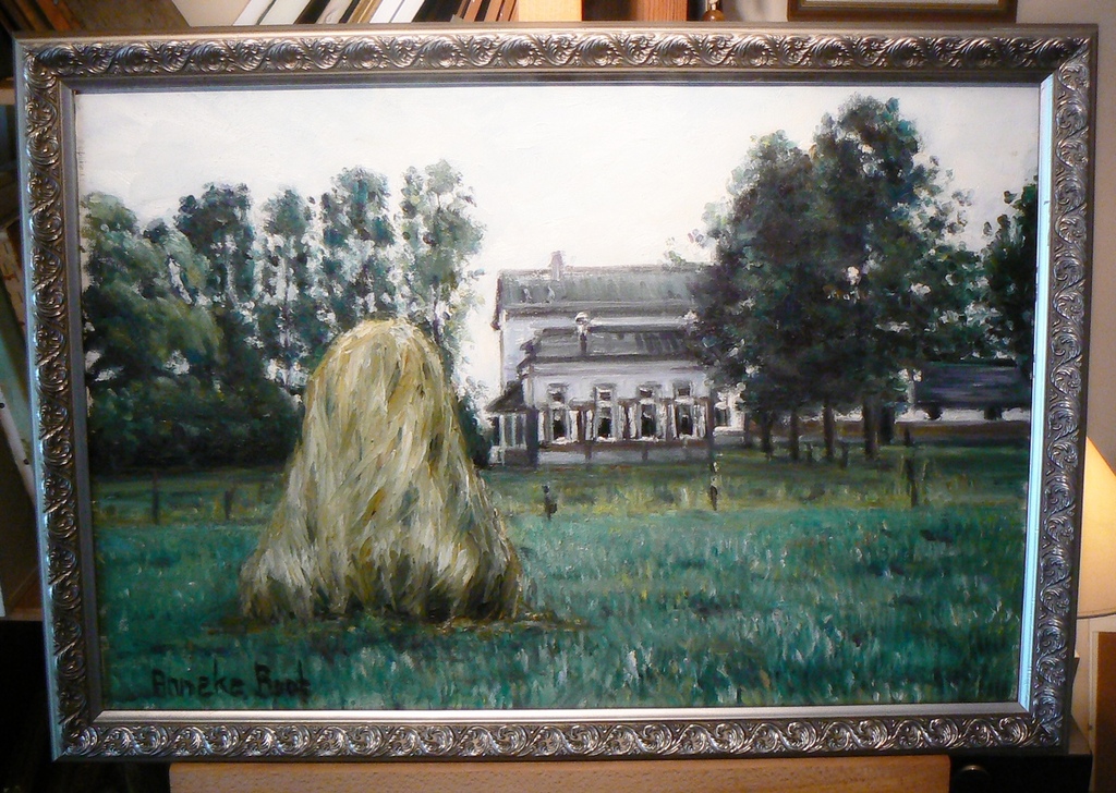 Anneke Boot (1945)  --  Olieverf op doek  --  Landhuis met tuin verkocht voor € 65!
