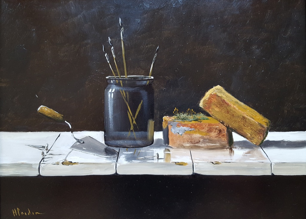 Henk Poeder - Paneel, gesigneerd l.o. (mooi ingelijst) verkocht voor € 89!