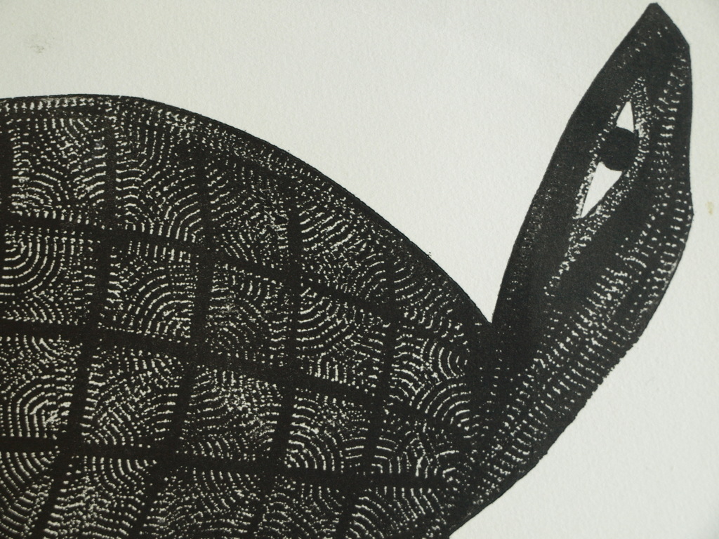 Herman Stammeshaus :  Houtsnede – Schildpad – 1974 – oplage 6 ex. kopen? Bied vanaf 25!