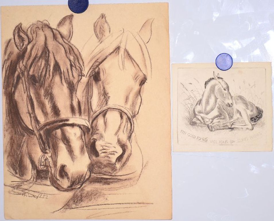 Kuno Brinks: Litho + Ets. Paarden + Vuelen verkocht voor € 80!