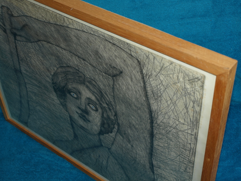 JAN DE GOEDE (1946) – Ets – Mythologie I – Gesigneerd & ingelijst – ca 1975 kopen? Bied vanaf 1!