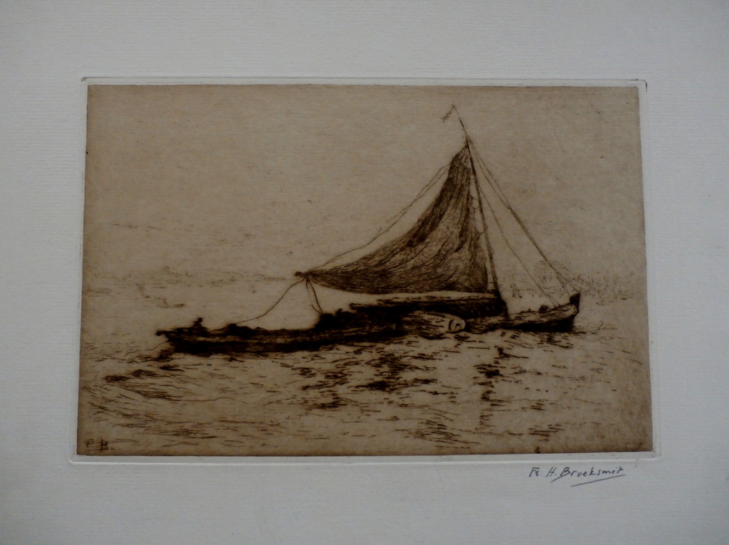 Frederika Broeksmit - ets: schuit met zeil kopen? Bied vanaf 55!