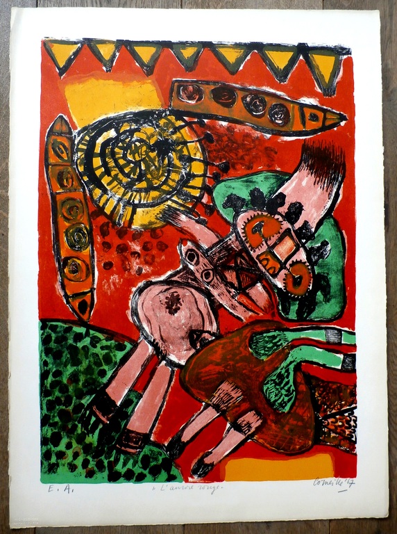 Corneille - litho: L' aurore rouge - 1967 - oplage: 190 stuks kopen? Bied vanaf 350!