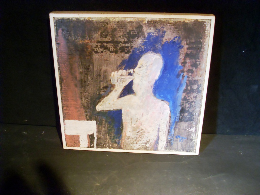 Theo Boons, De drinker, olieverf op paneel verkocht voor € 200!