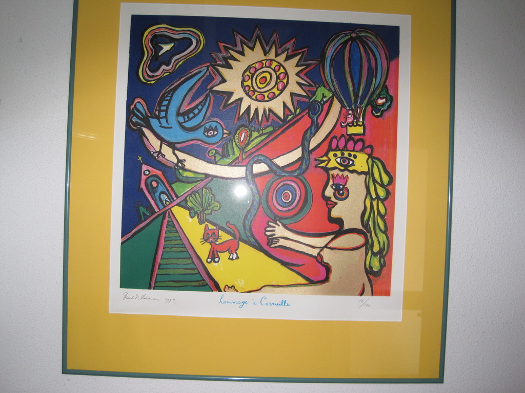 Paul Emile Daenen, gesigneerde zeefdruk, ingelijst, hommage a Corneille verkocht voor € 45!