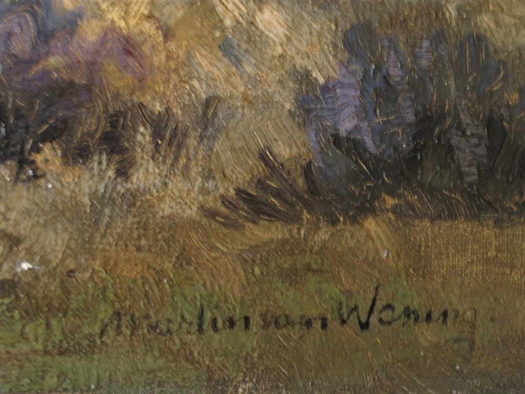 Omstr 1930 geschilderd olieverf "Wolken boven Schiermonnikoog" M.van Waning      kopen? Bied vanaf 1!