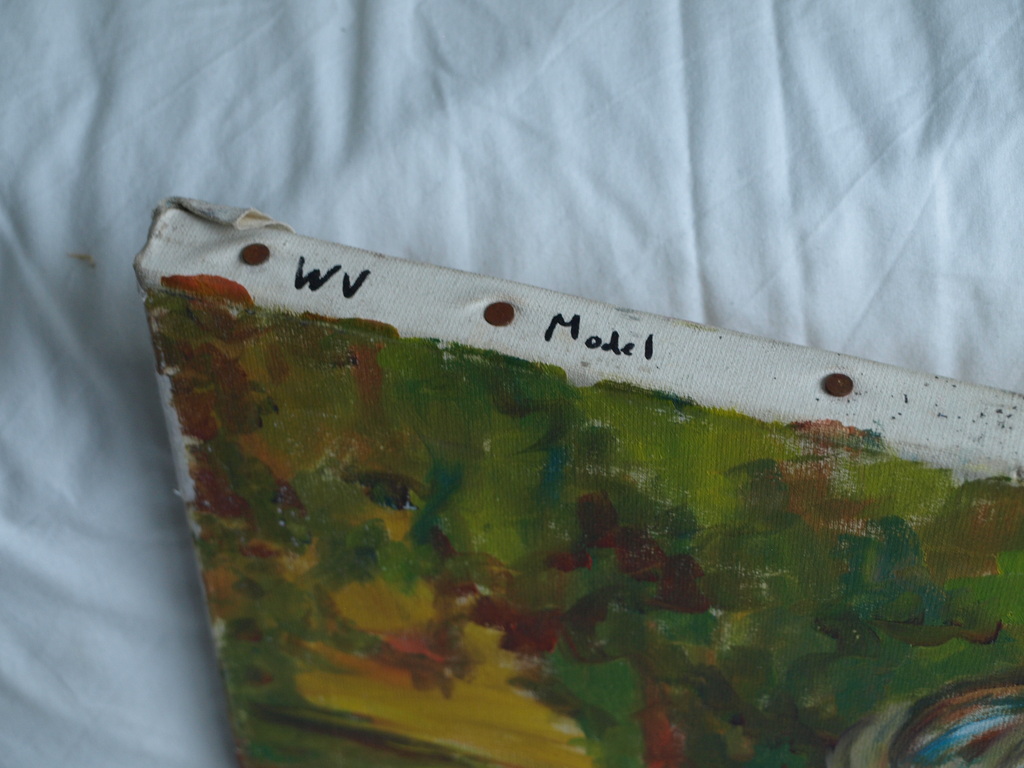 Gijs, Aad of Justus Donker? : Acrylverf op doek –Volkswagen & Model–After Nature kopen? Bied vanaf 1!