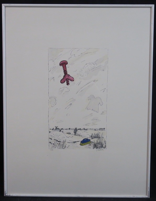 Pieter Holstein: Handgekleurde Litho, Z.T. landschap - Ingelijst kopen? Bied vanaf 35!